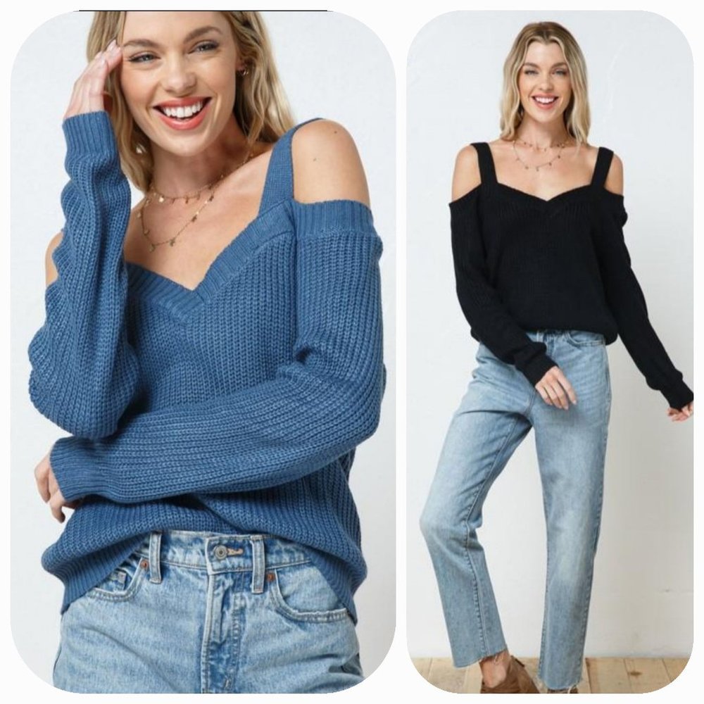 Cold shoulder Crop Sweater